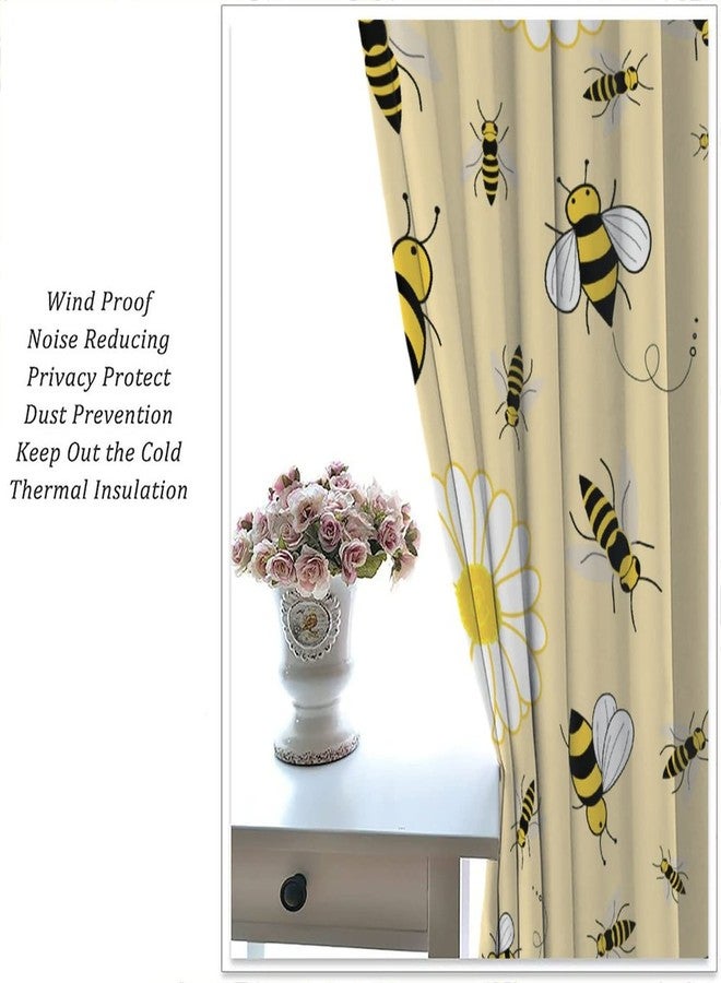 Kurtect Kids Bee Blackout Curtain Cute Floral Window Curtain Bees Farmhouse Sunlight Filtering Drapes Rod Pocket Living Room Kitchen Cafe Dining Room Bedroom 2 Panels 42x45 in - Image 4